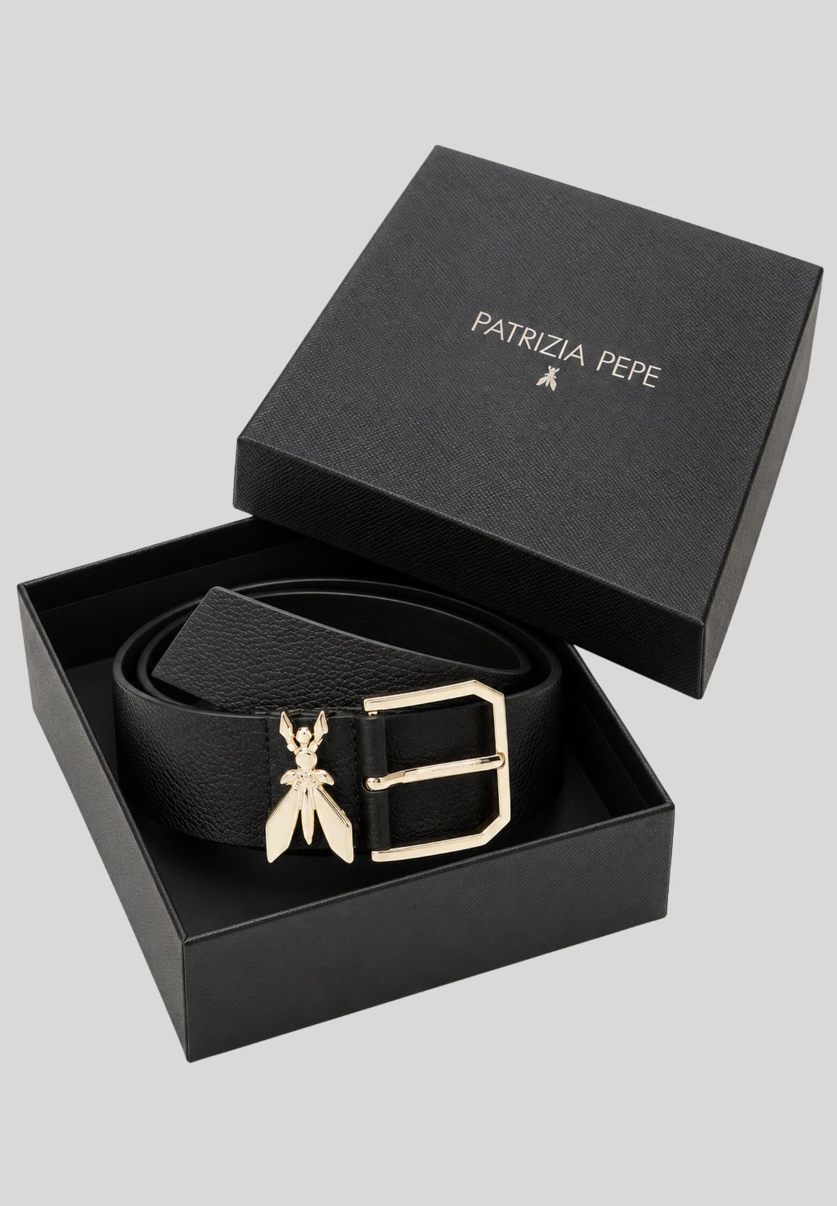 Cintura Donna Patrizia Pepe in Pelle Nera con Logo Fly 8W0045L001K118