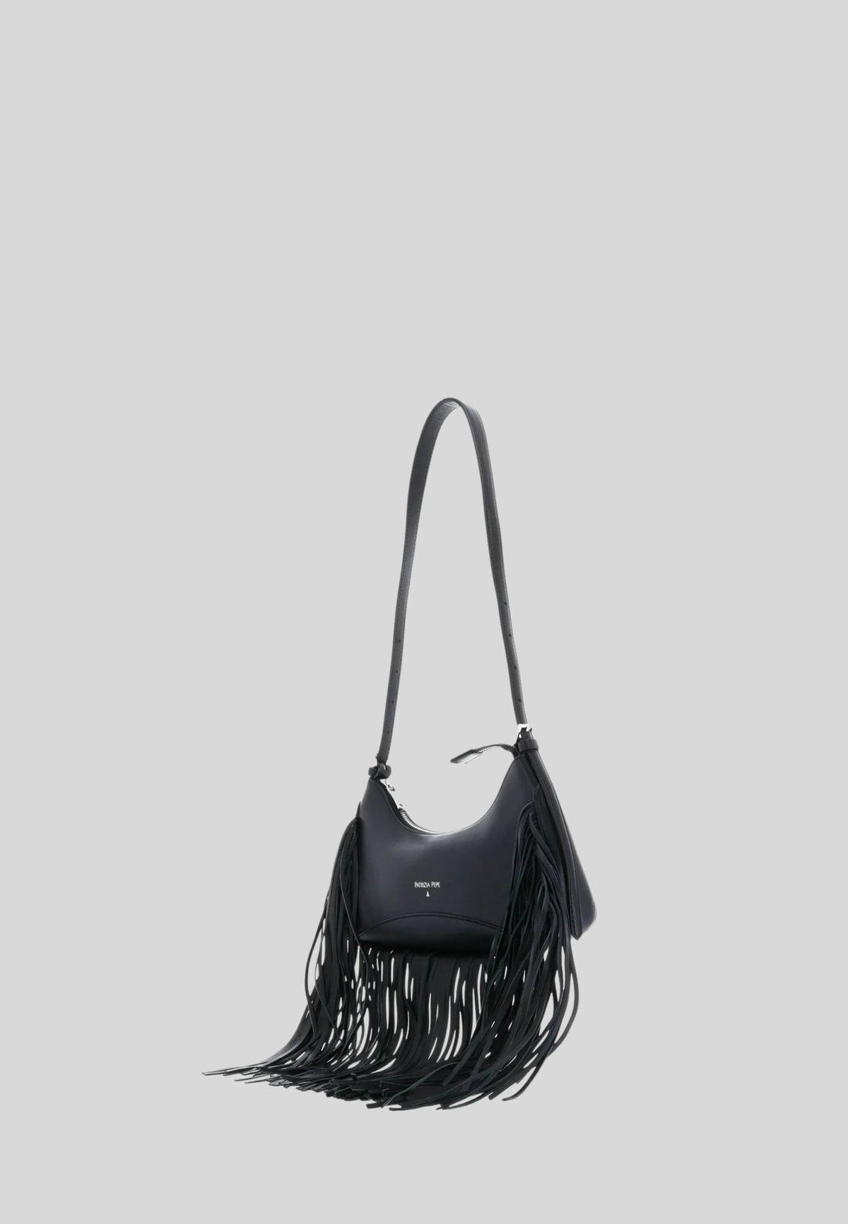 Borsa a Spalla Patrizia Pepe in Pelle Nera con Frange 8B0166L101K103