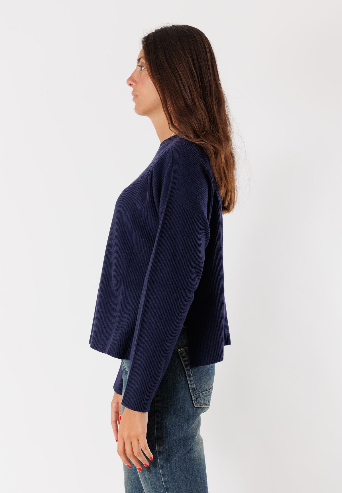 Maglia a costine, manica lunga e scollo rotondo 3M0877