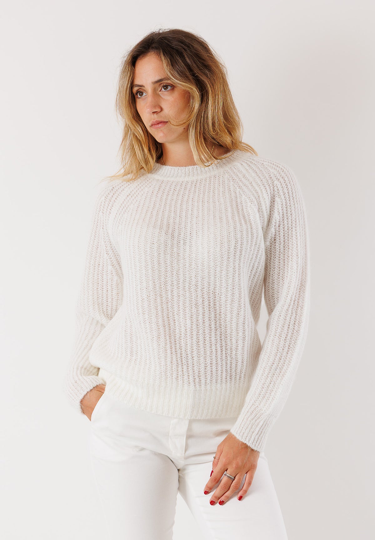 Maglia in filato misto mohair e lana 3M0860C