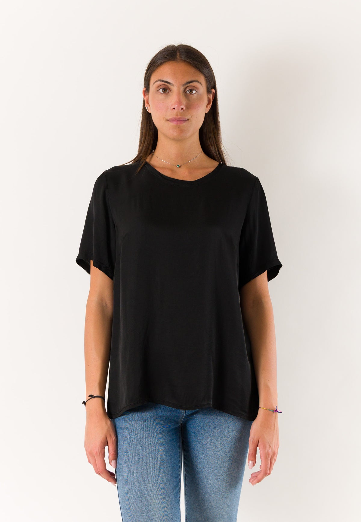t-shirt a mezze maniche in raso 424219