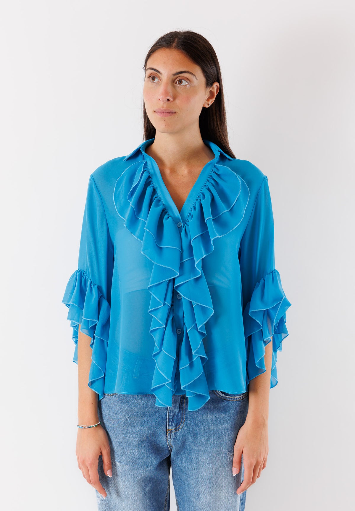 camicia con rouches 3129