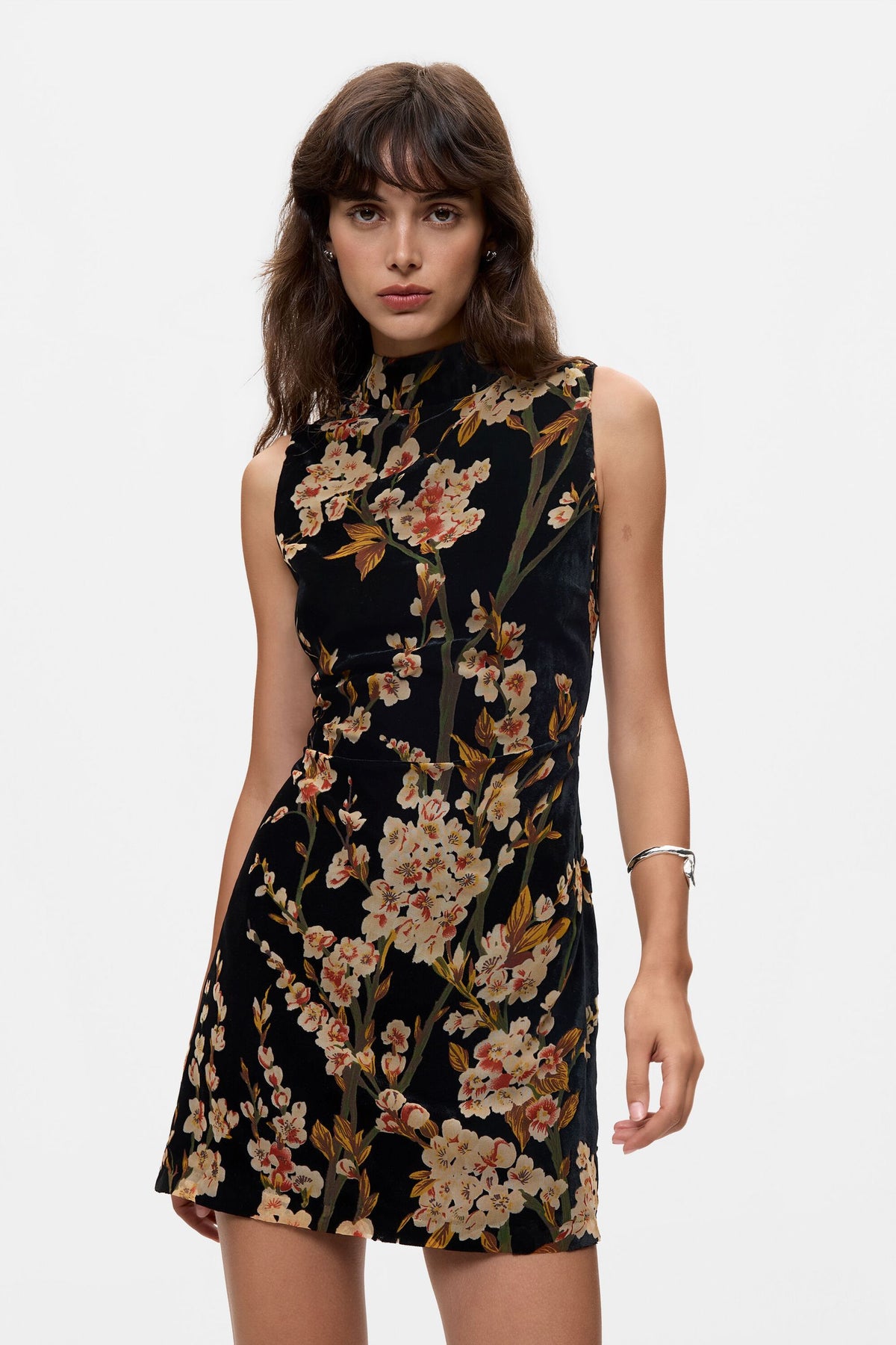 vestito in velluto a fiori 26WWVW392000