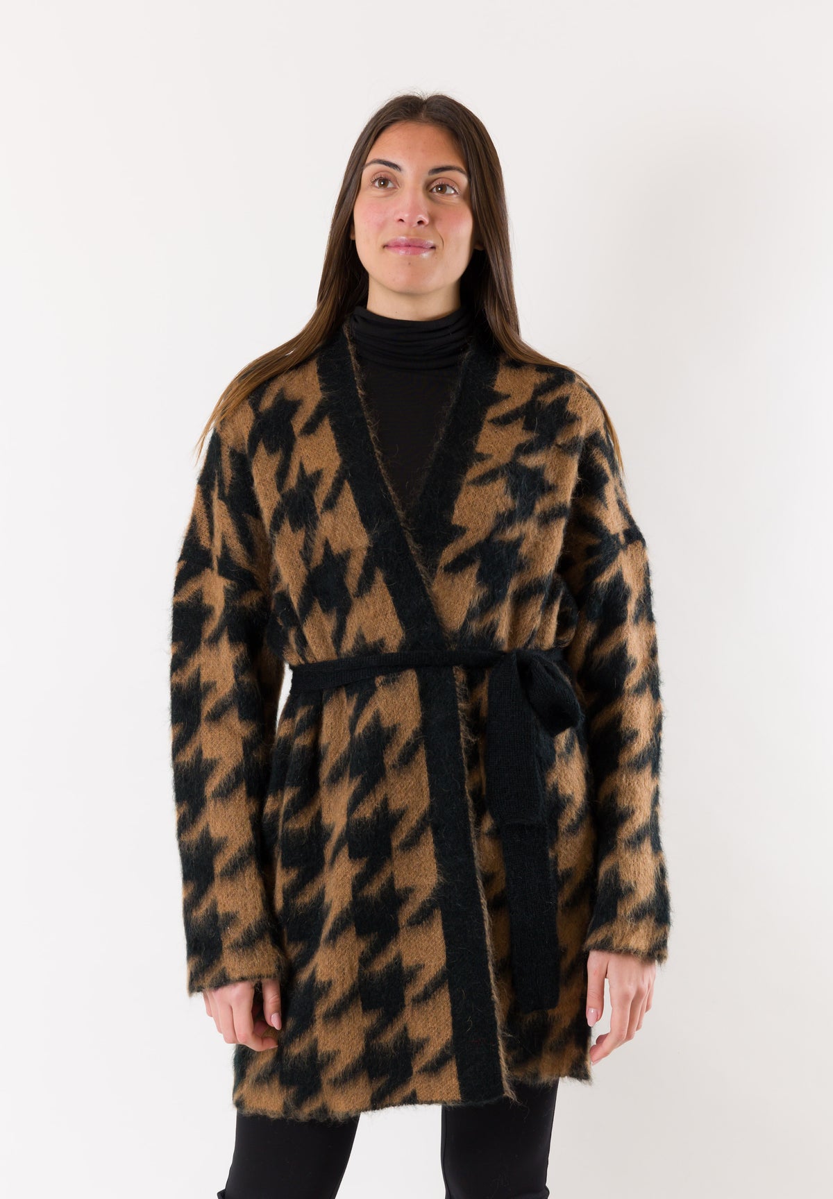 KONTATTO Women's Cardigan Camel-black