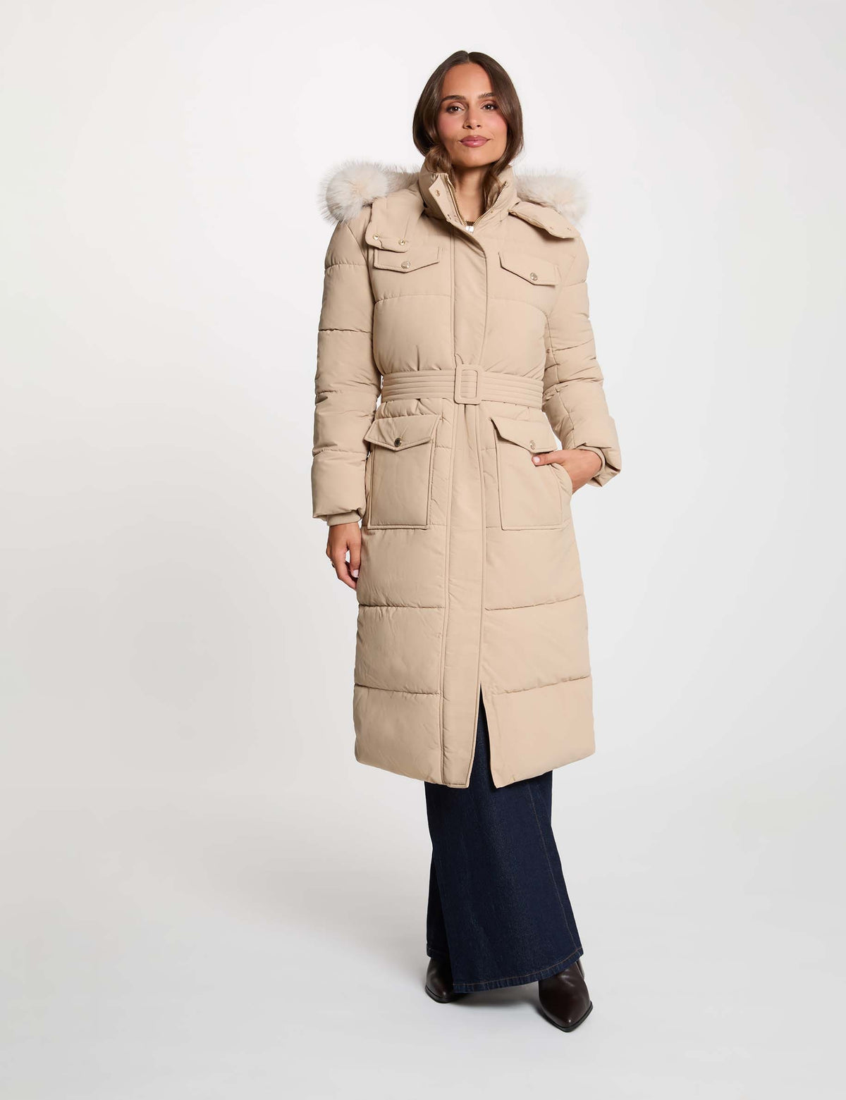 Morgan GATHER piumino lungo con cintura
