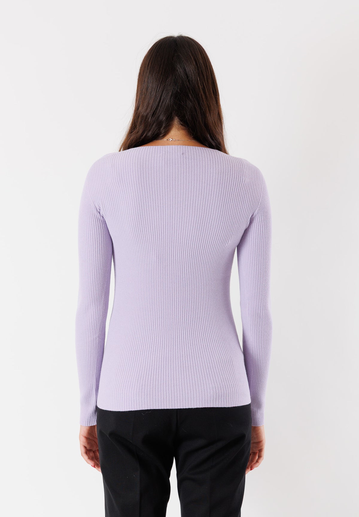 Pullover a costine con scollo a V 3M0818