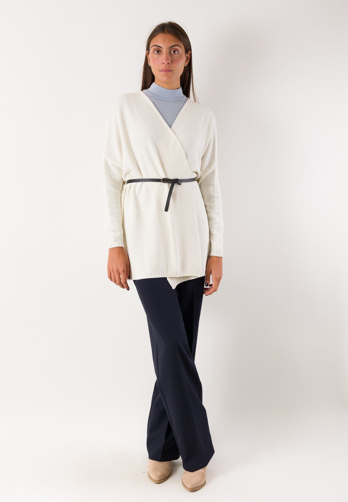 Cardigan incrociato con cintura 3M1745