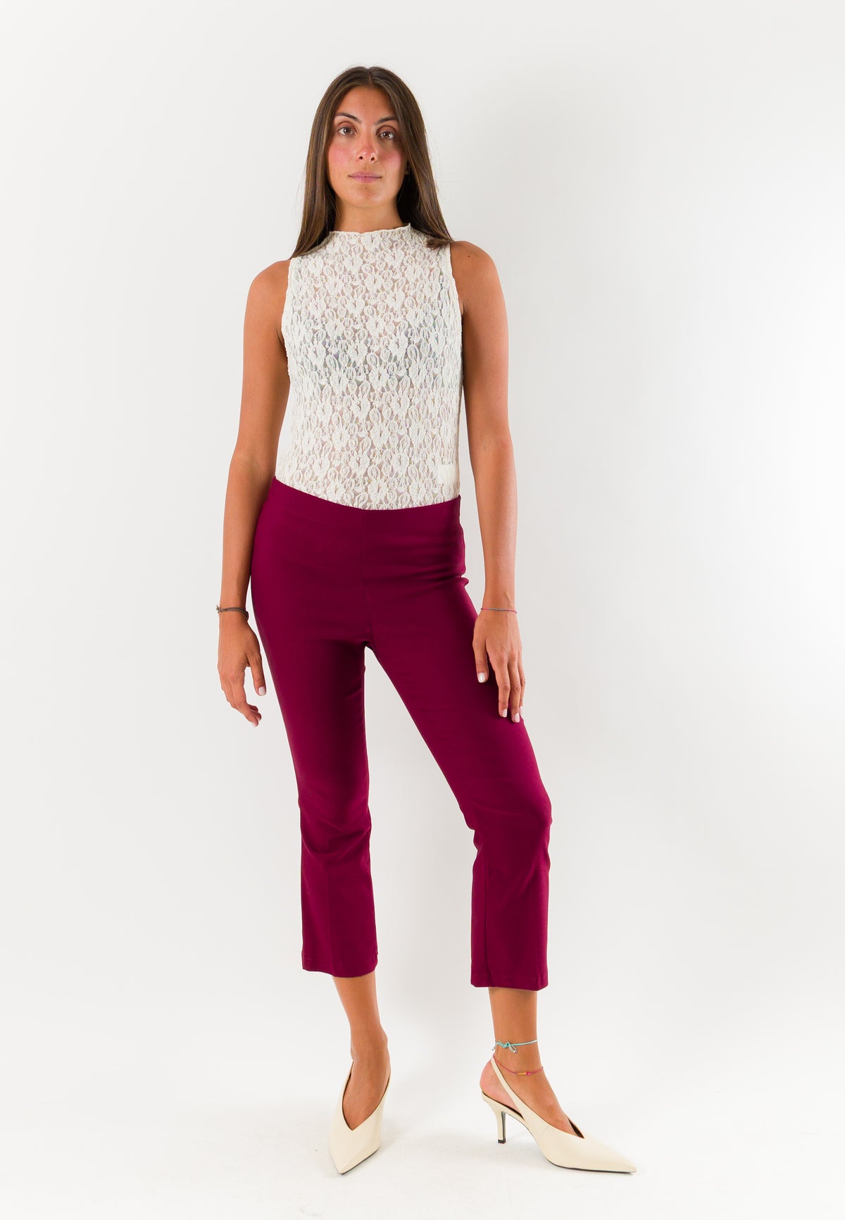 Pantaloni donna cropped elasticizzati AI26665