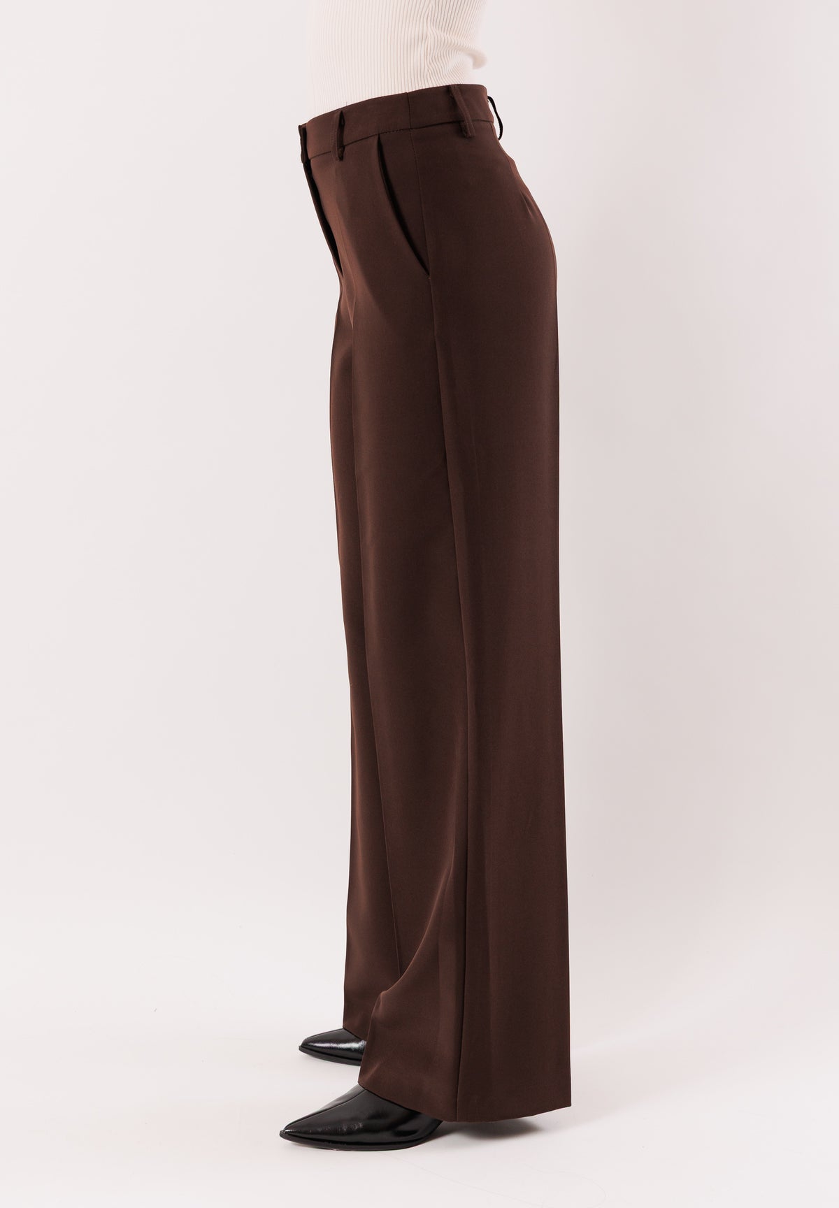 pantaloni palazzo con tasche laterali e chiusura zip AI25581