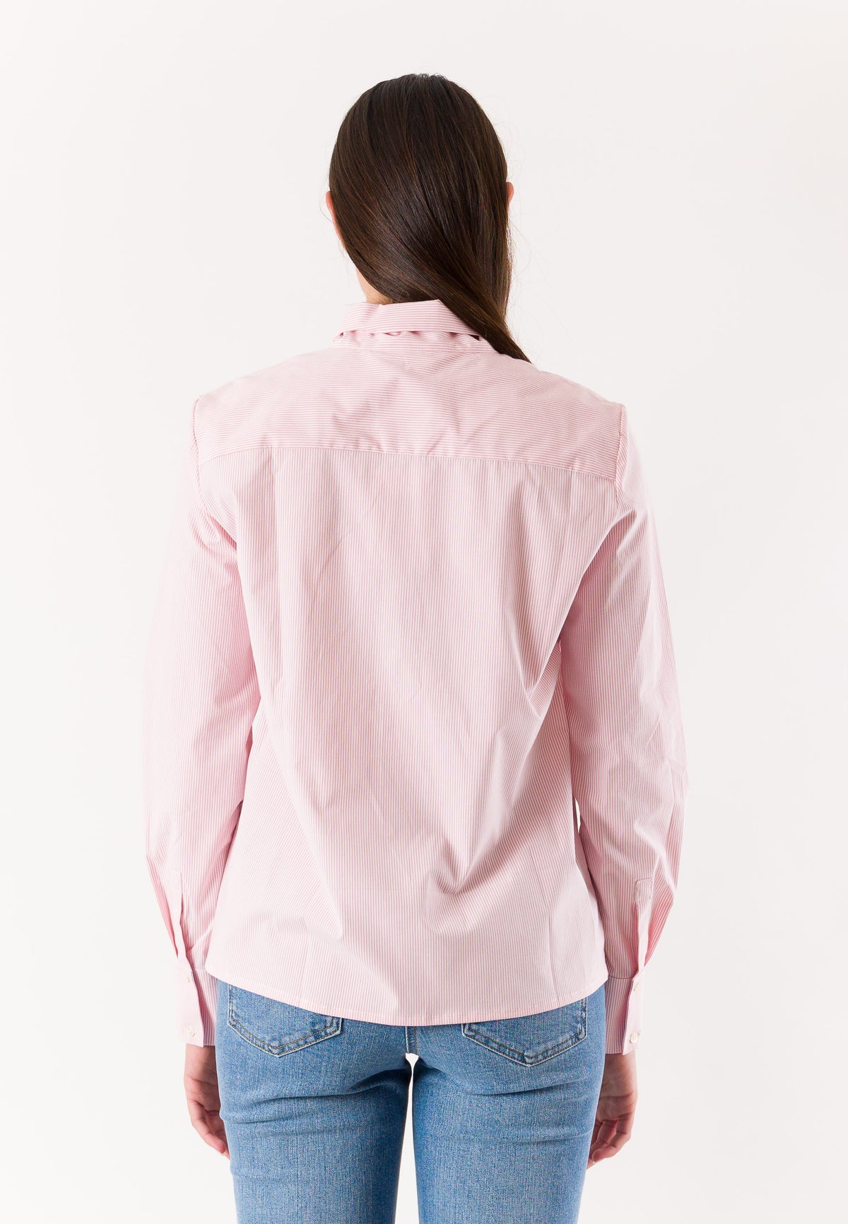camicia a righe con fiocco sul collo RN3002