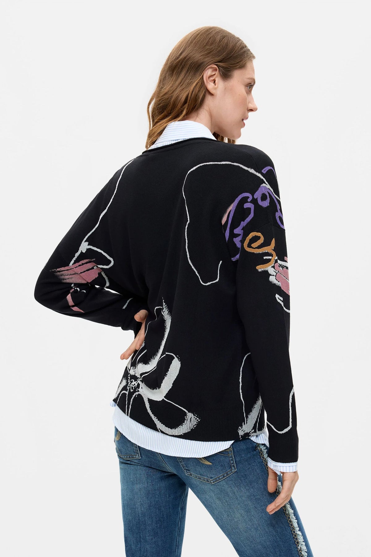 maglione lavorato a maglia con fiori 26WWJF292000