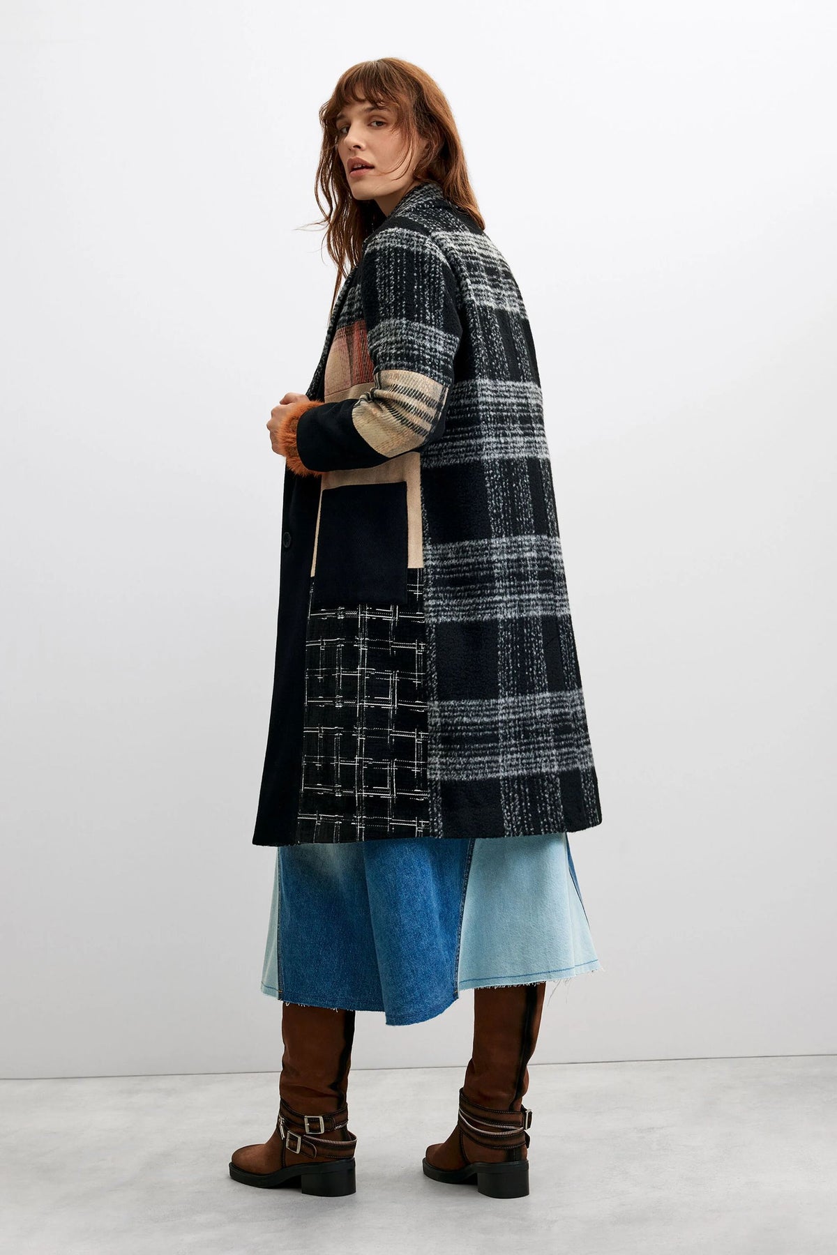 Cappotto in lana a quadri patch 26WWEW232000