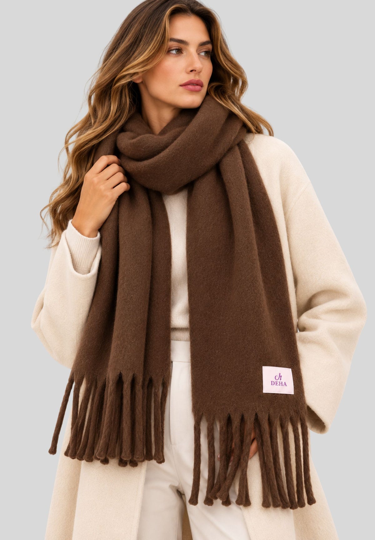 Sciarpa Donna DEHA con Frange – Glacé Brown D1291026117