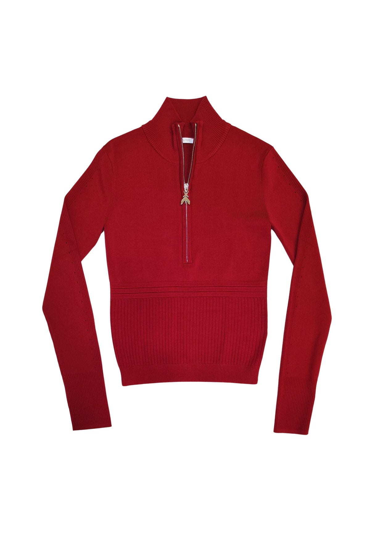 Pullover in maglia leggera con collo alto e zip frontale 8K0323