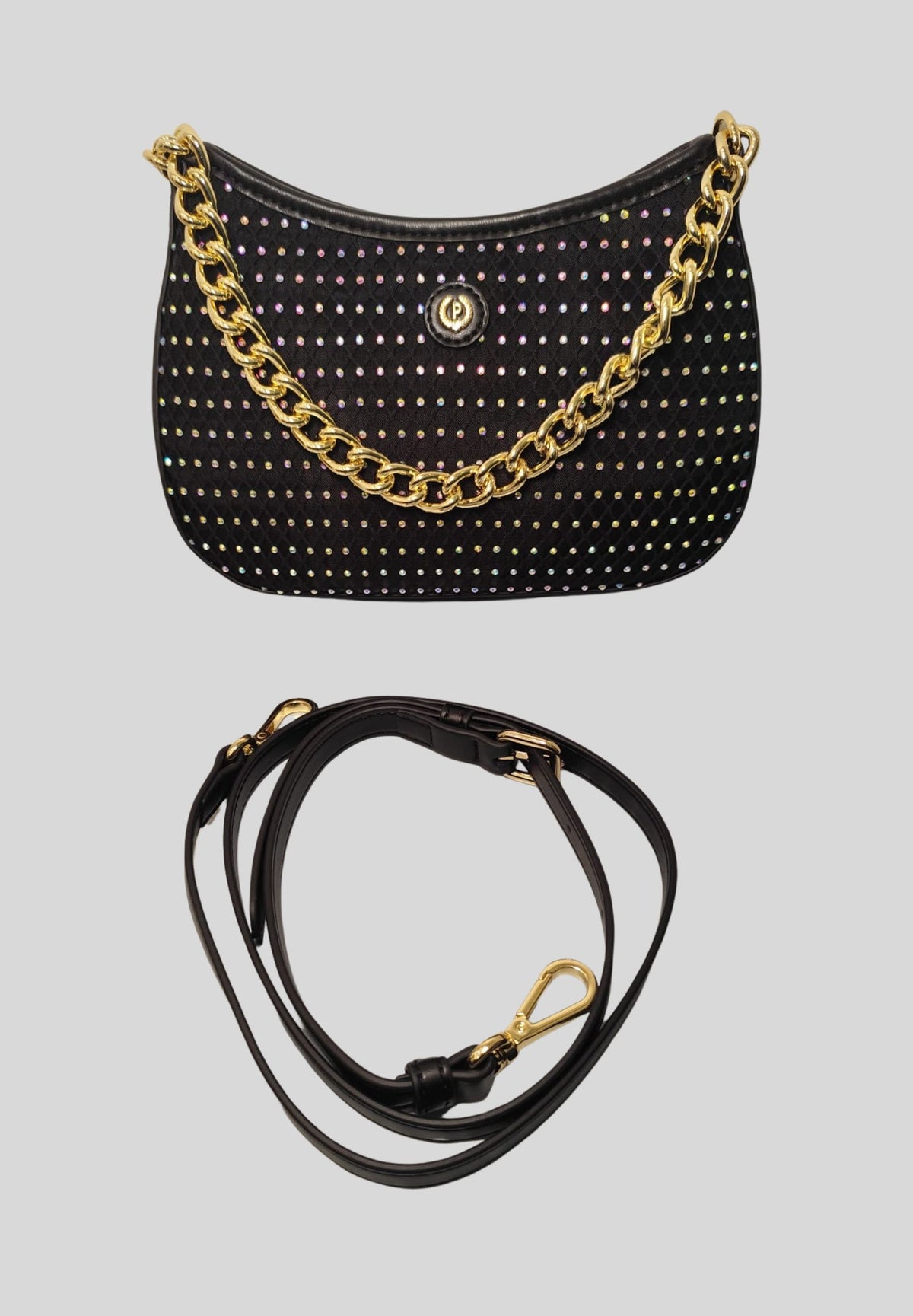 Borsa nera effetto pelle borchie SC4613PP