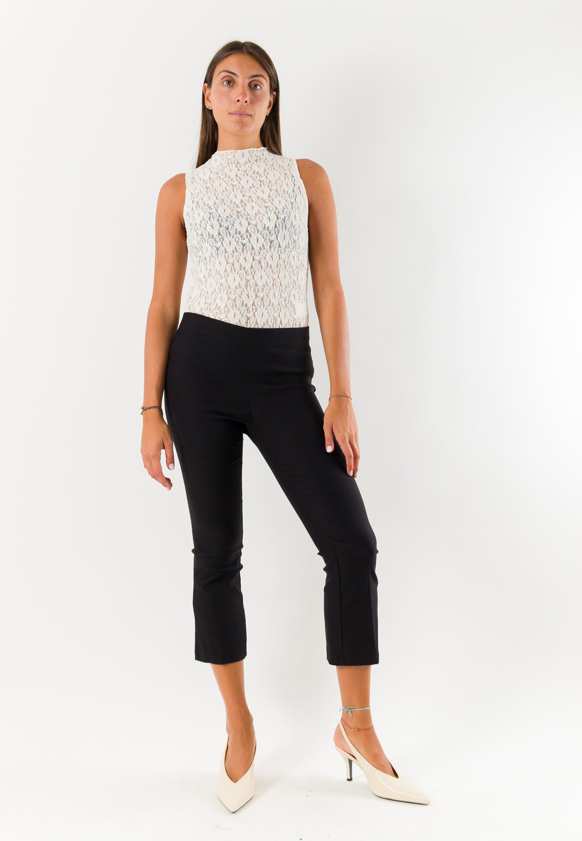 Pantaloni donna cropped elasticizzati AI26665