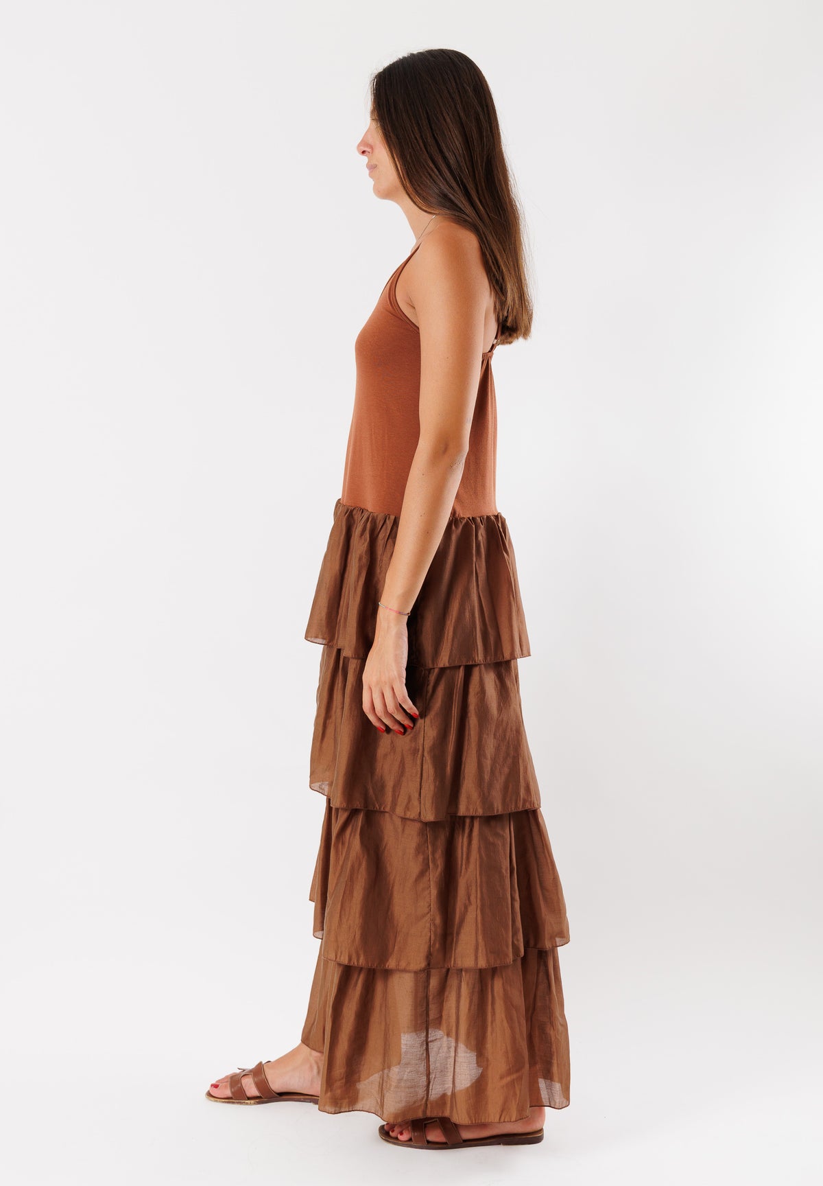 Abito con corpino in jersey e gonna a balze Tencel TT2107