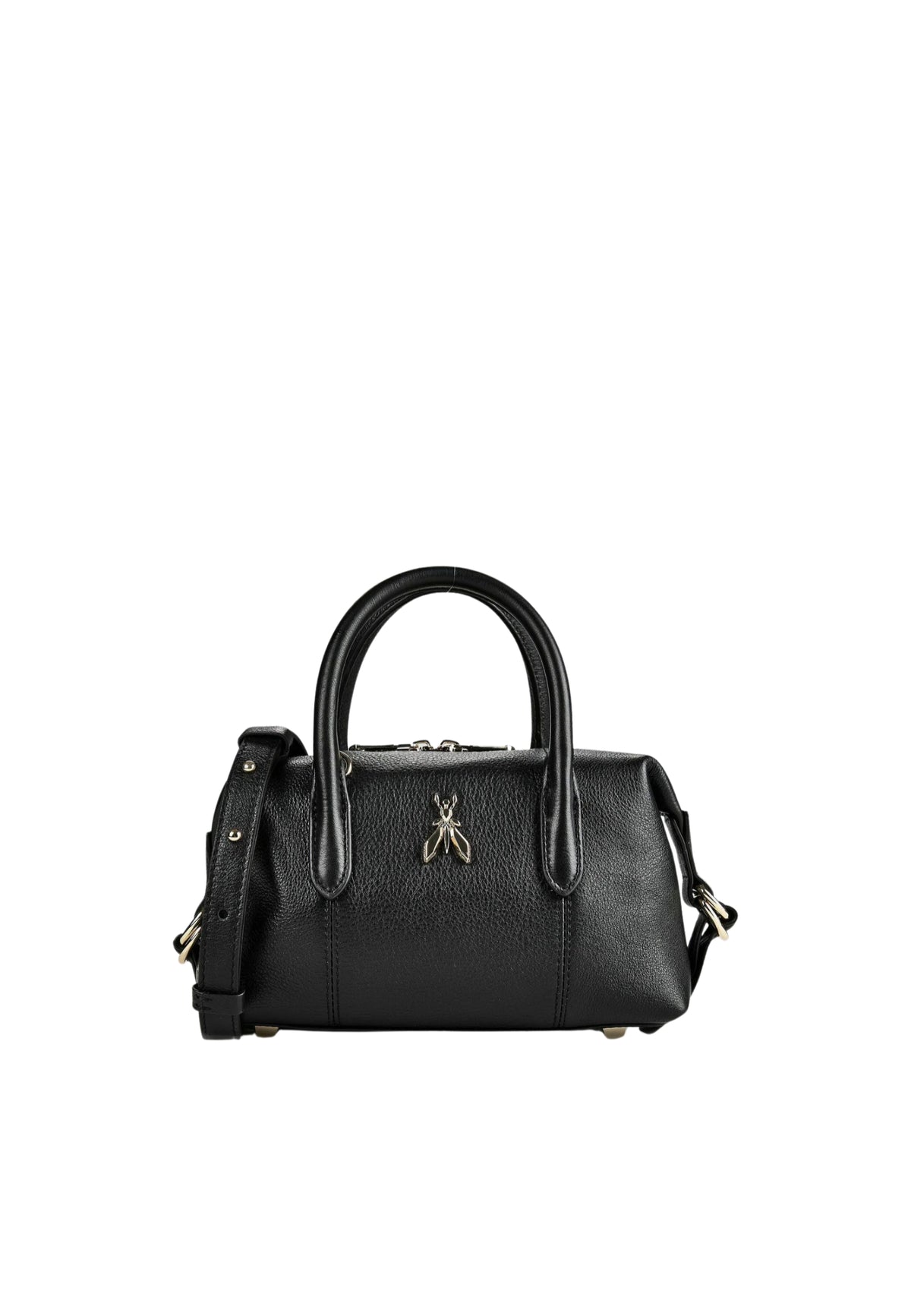 Borsa a Mano Patrizia Pepe in Pelle Nera con Tracolla e Logo Fly 8B0010L162K103