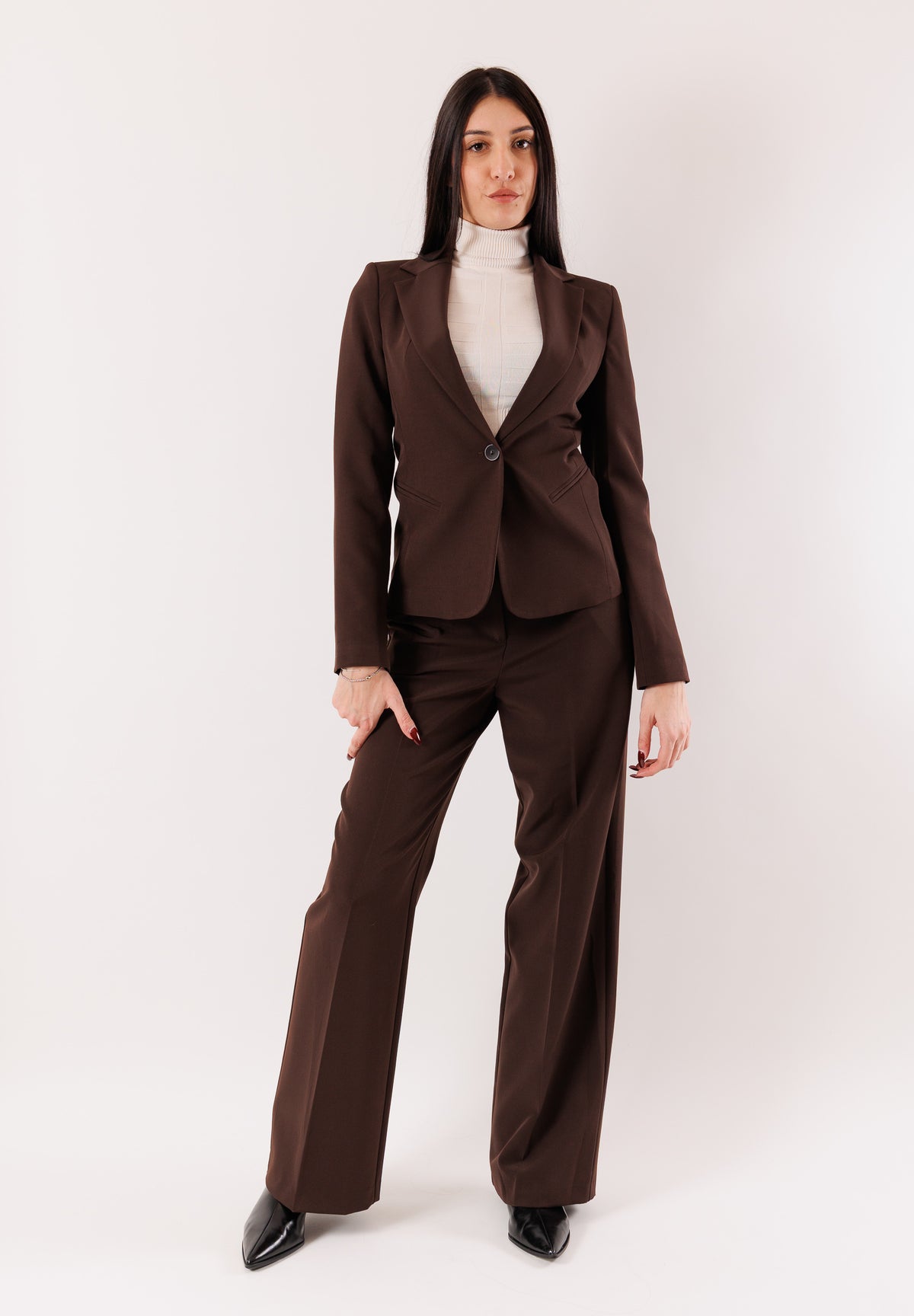 pantaloni palazzo con tasche laterali e chiusura zip AI25581