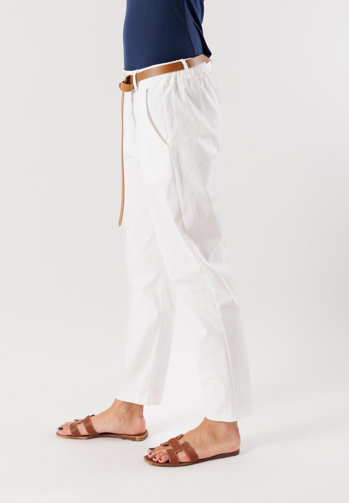 Pantaloni in cotone elasticizzato con cintura NH233