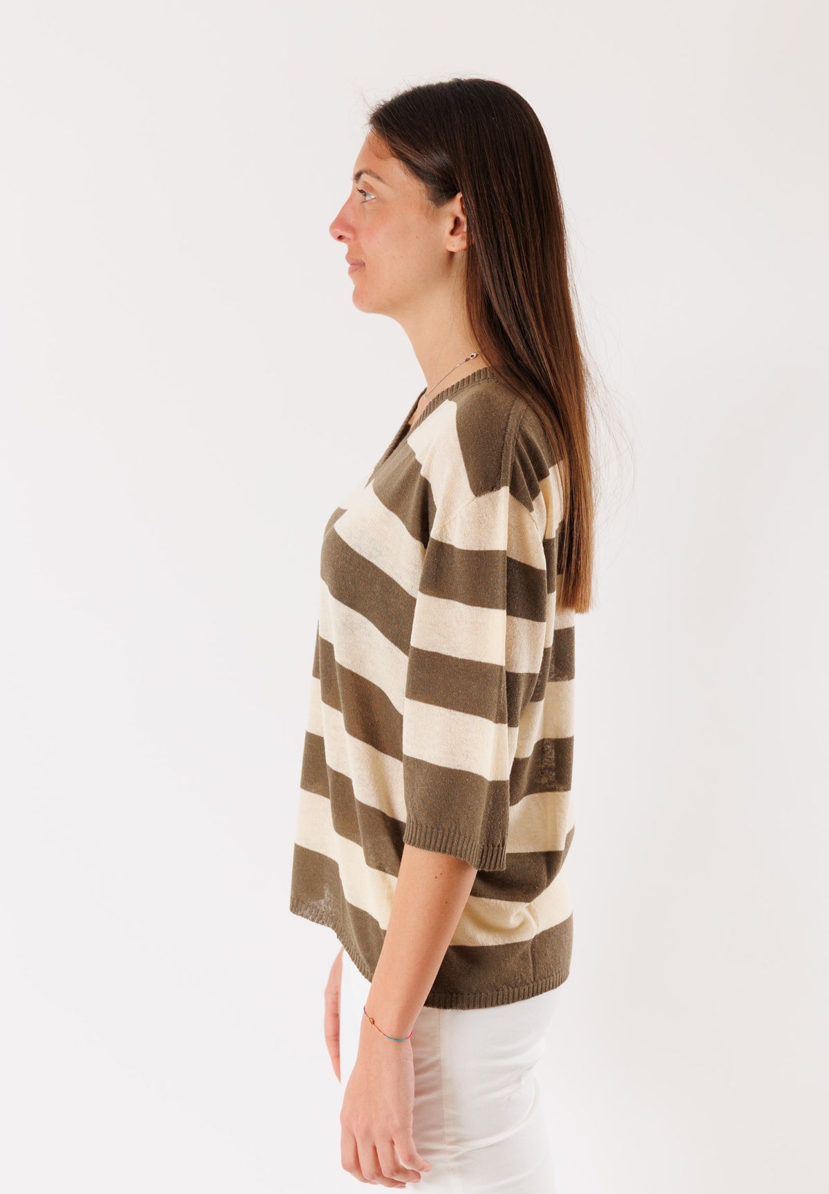 KONTATTO Women's Sweater OLIVE-CREAM