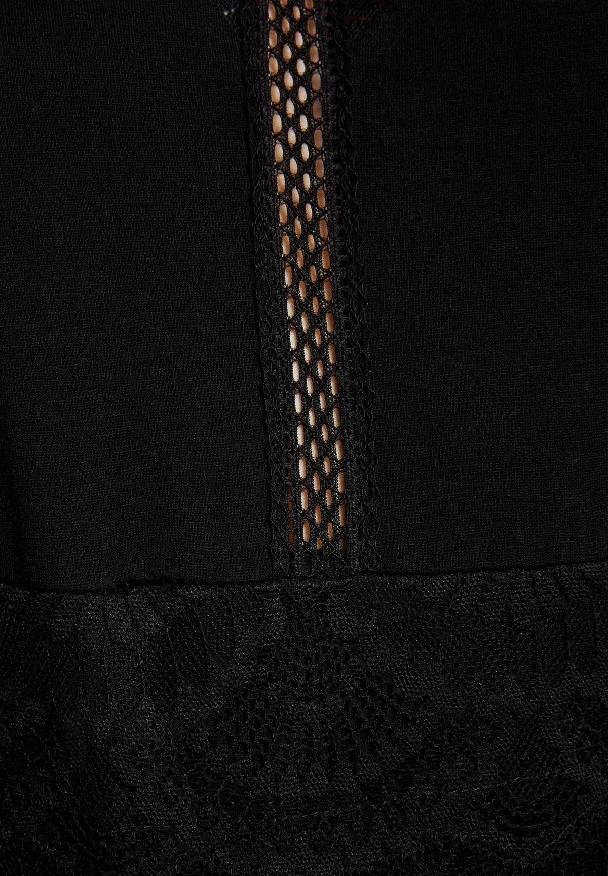 Body nero in pizzo e tulle a maniche lunghe TJULIE