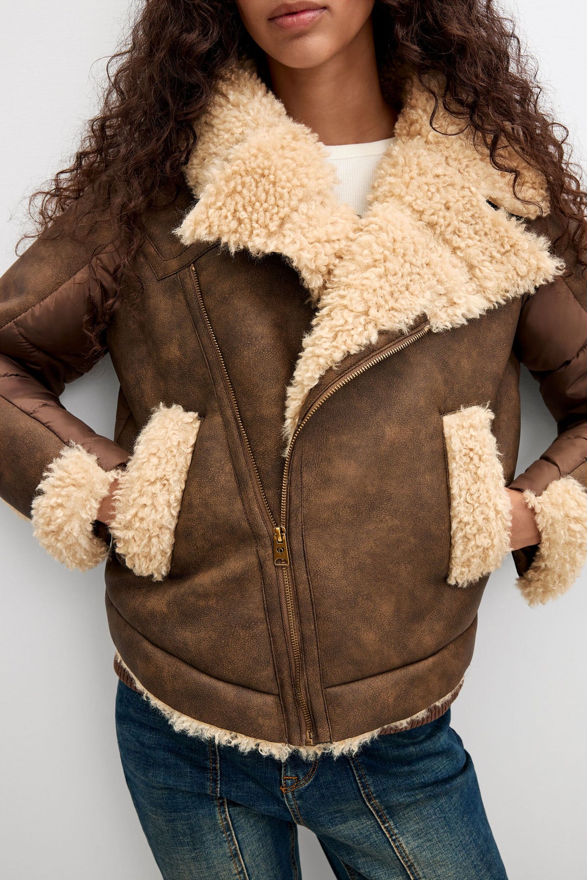 cappotto double face in pelliccia di agnellino 26WWEW596035