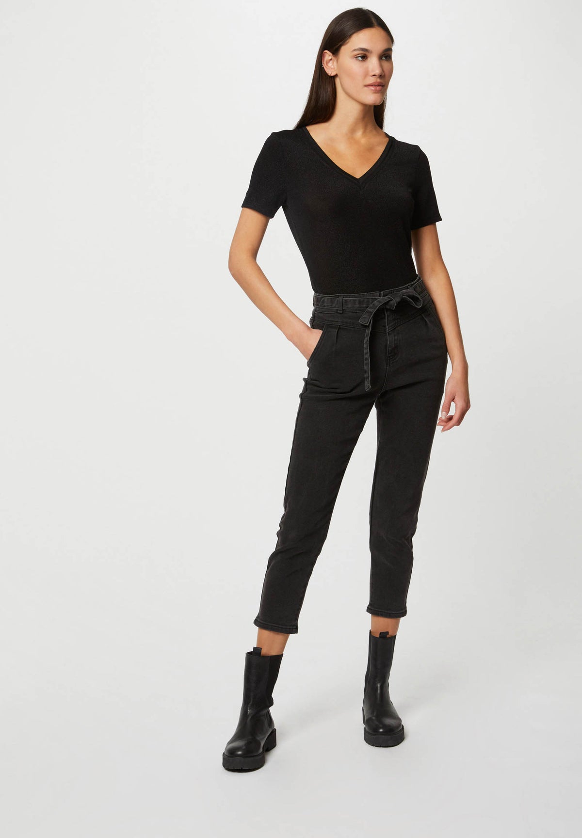T-shirt scollo a V in lurex DIWI