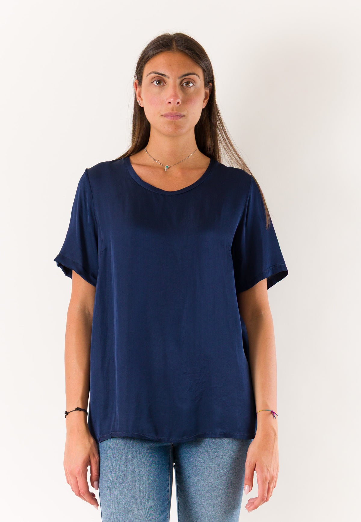 t-shirt a mezze maniche in raso 424219