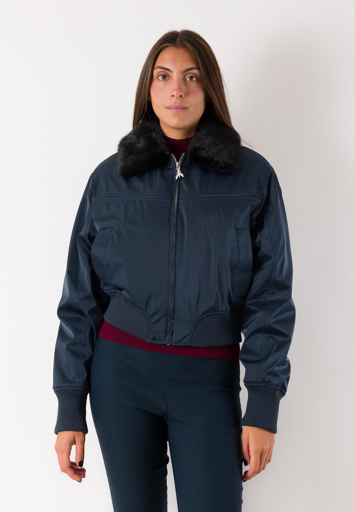 Giubbino bomber con collo eco-pelliccia 8O0052