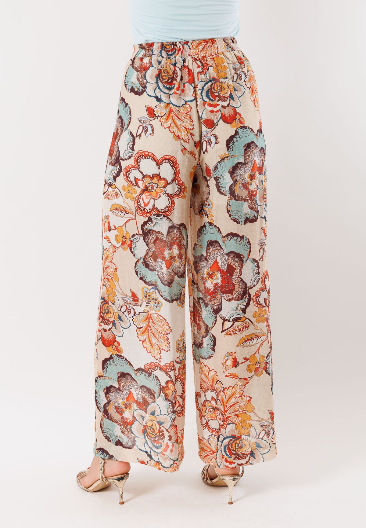 Pantaloni palazzo fantasia floreale YM1070
