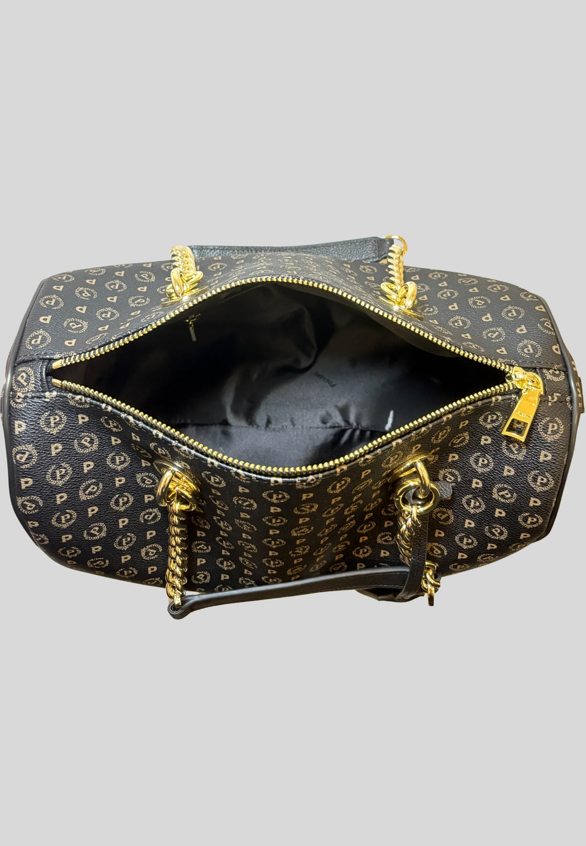 Borsa Pollini Heritage con monogramma all over e dettagli in metallo dorato TE8411PP02Q1100APVC NERO