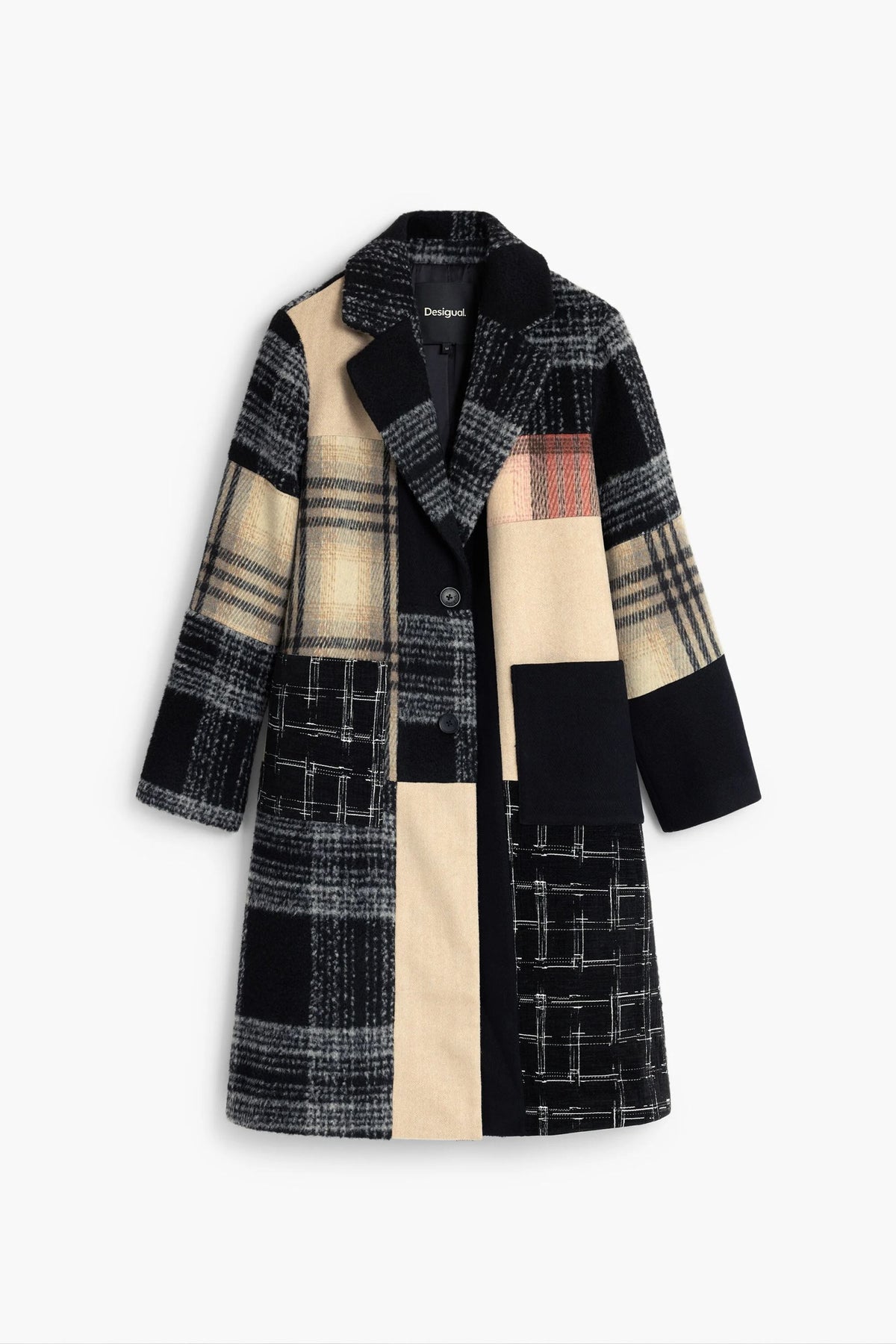 Cappotto in lana a quadri patch 26WWEW232000