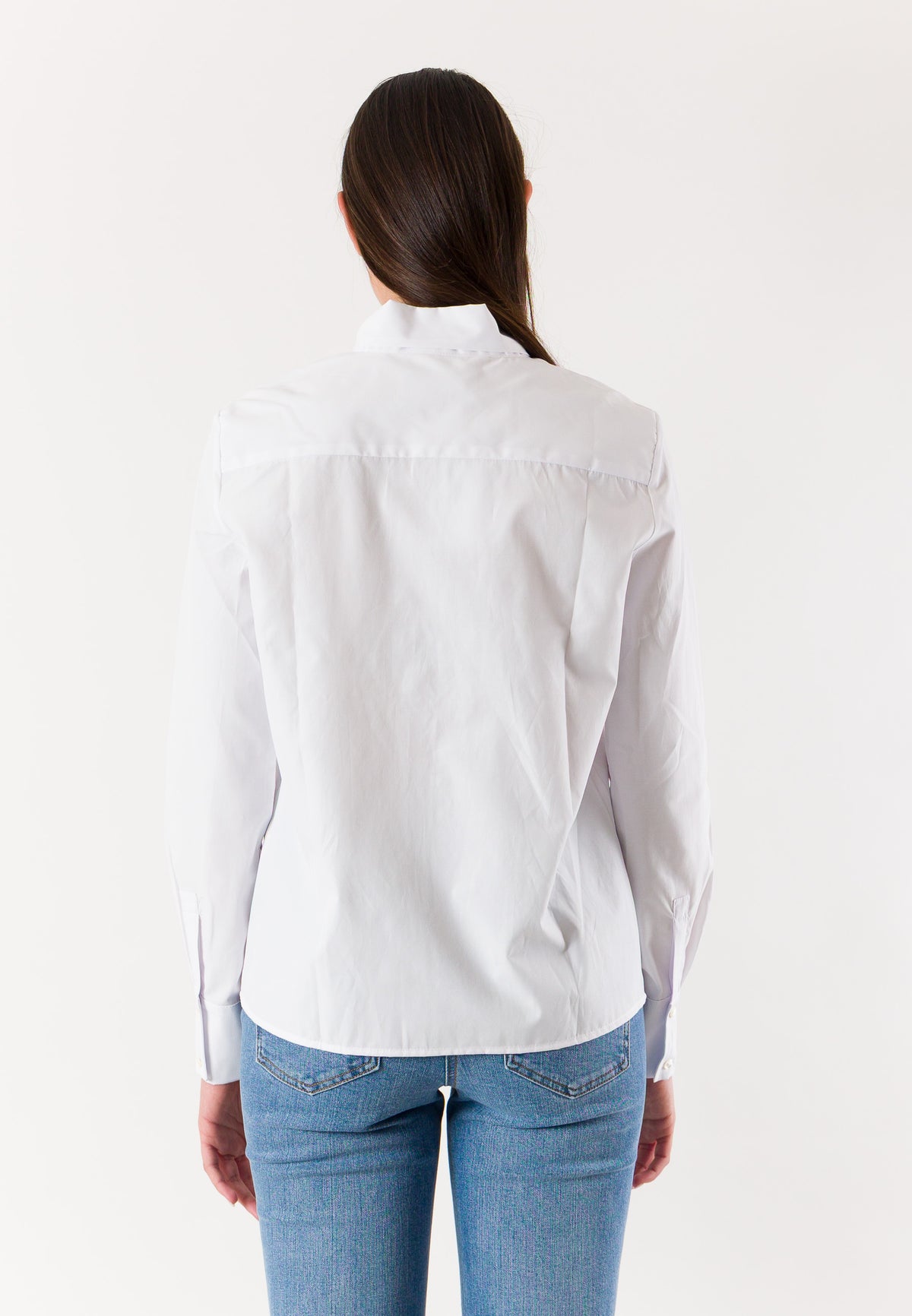 camicia tinta unita con fiocco sul collo RN3000
