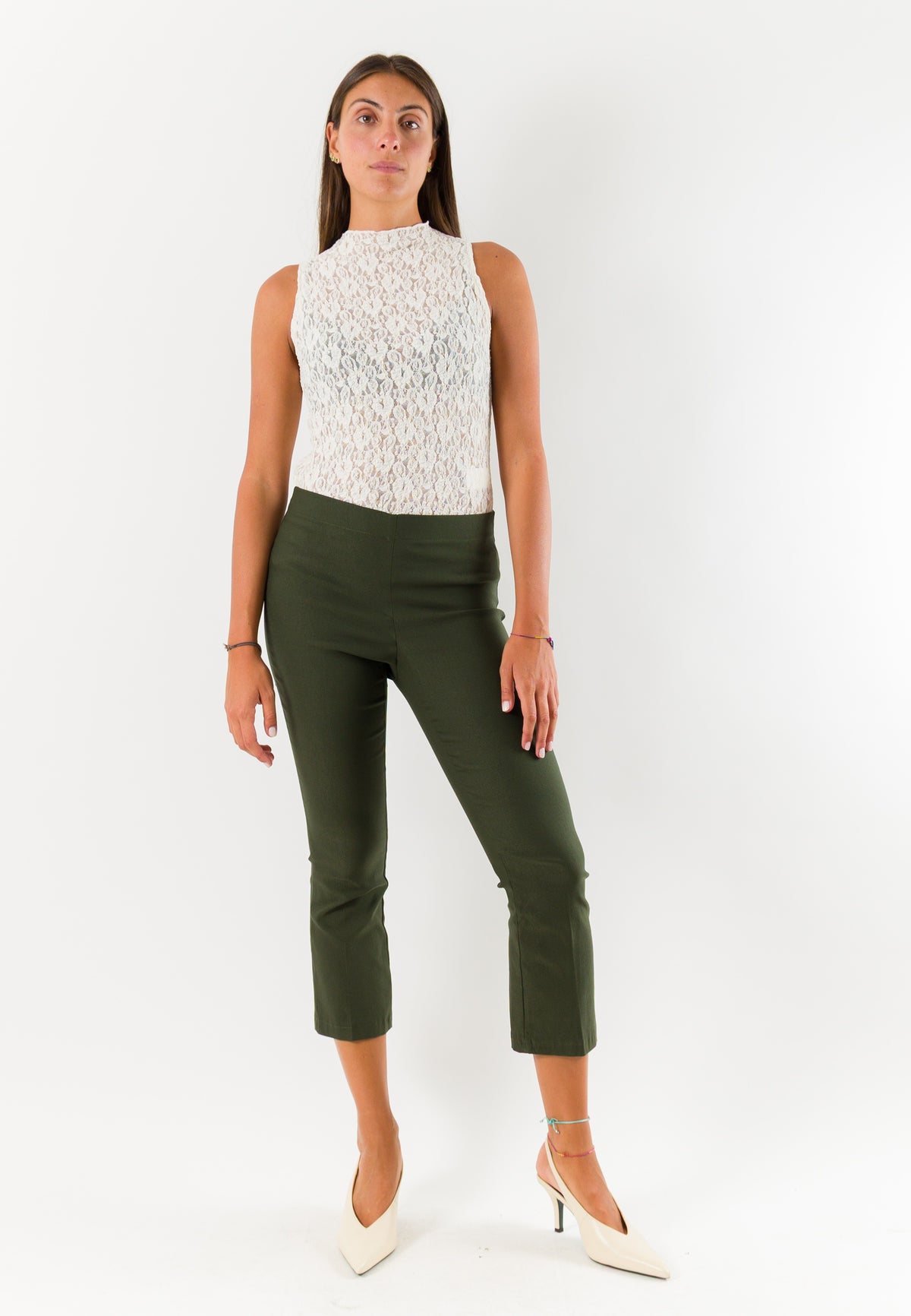 Pantaloni donna cropped elasticizzati AI26665