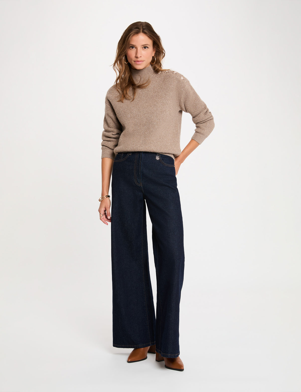 Morgan MSTORE maglia collo alto bottoni