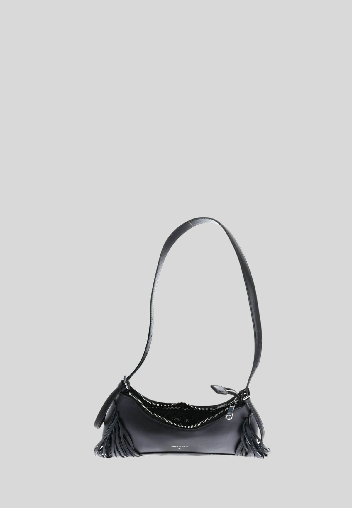 Borsa a Spalla Patrizia Pepe in Pelle Nera con Frange 8B0166L101K103