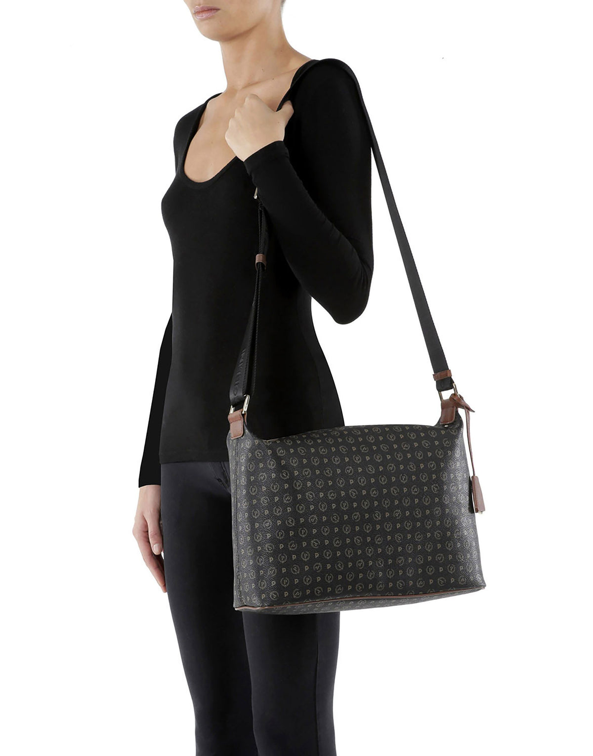 Borsa Hobo Heritage Logo Classic Nero/marrone TE8400PP02Q1100DPVC NERO