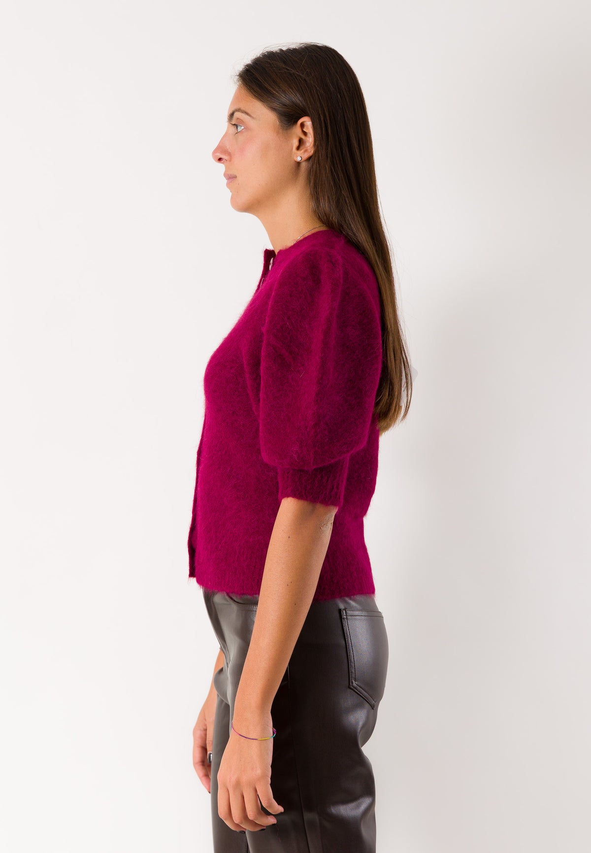 Cardigan morbido maniche a sbuffo 3M1756