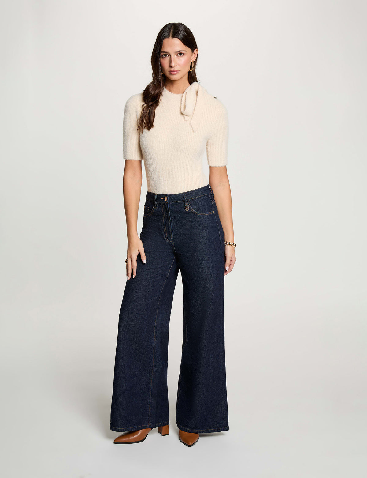 Morgan MINOR maglia costine con fiocco
