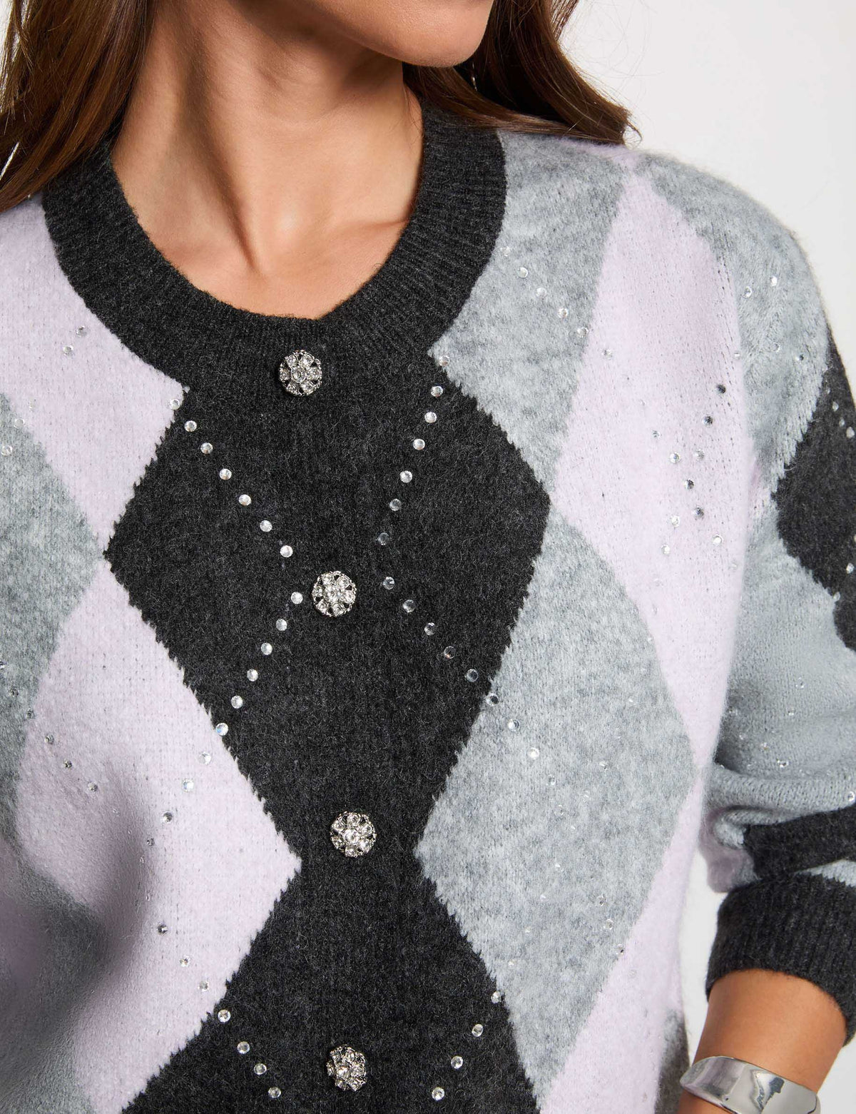 Morgan MDIAMO cardigan rombi con strass