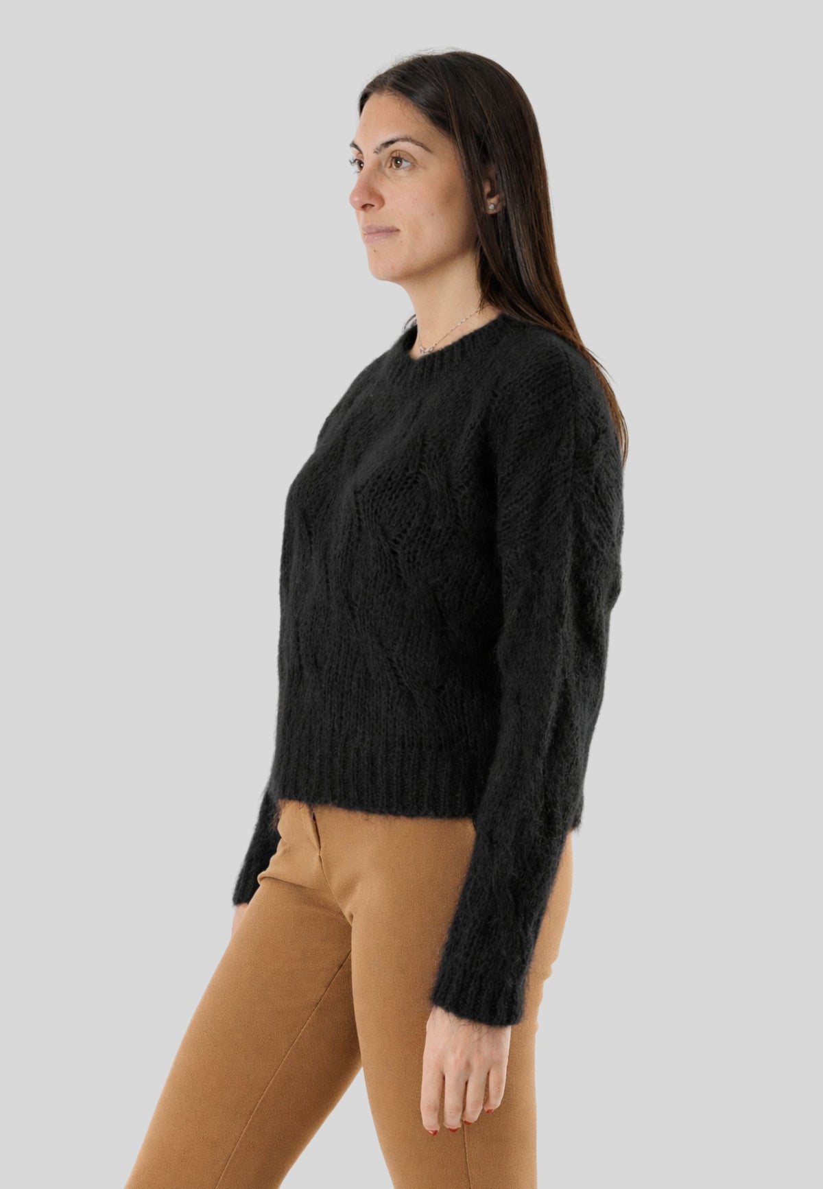 Maglia girocollo con trecce 3M0893CN