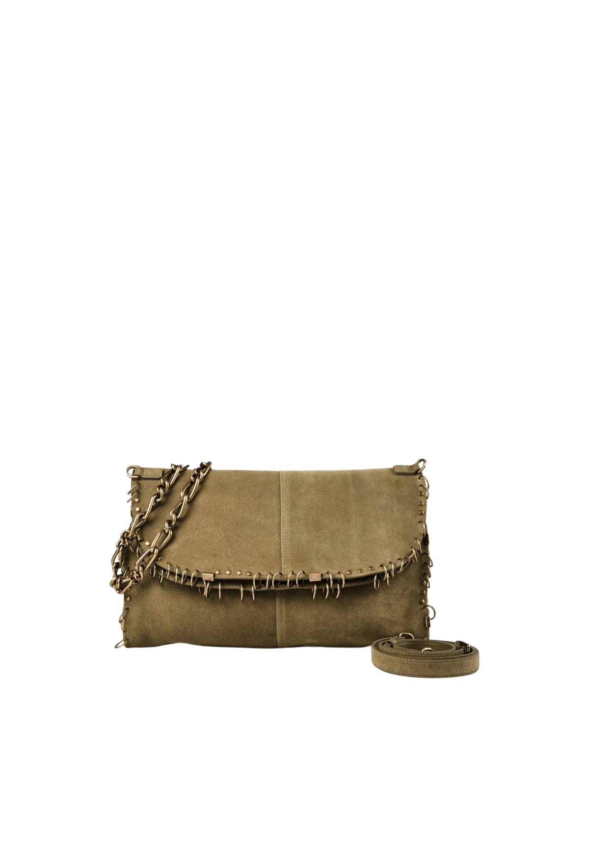Borsa a Tracolla Patrizia Pepe Lizard Green in Pelle Scamosciata 8B0519L152NG652