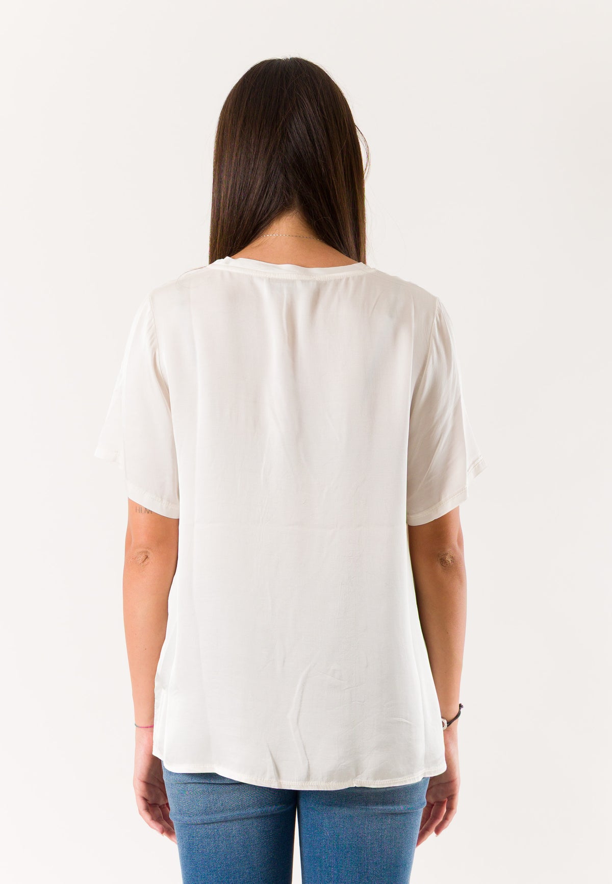 t-shirt a mezze maniche in raso 424219