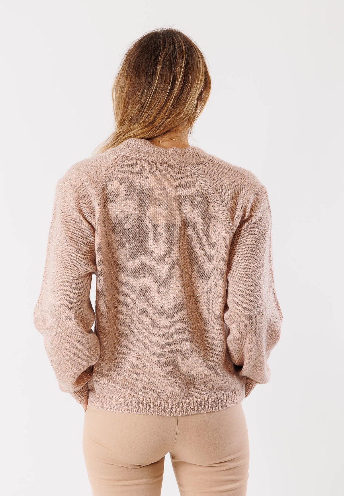 Cardigan in filato misto mohair dettagli metallizzati 3M0976C
