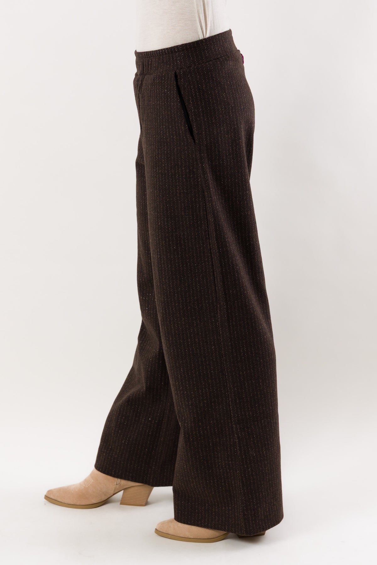 Pantaloni palazzo gessati eleganti D52568