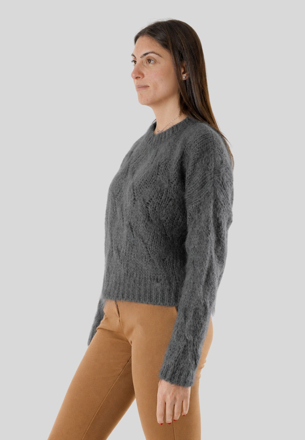 Maglia girocollo con trecce 3M0893CN