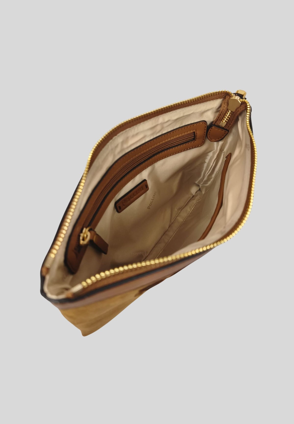 Borsa a bustina effetto camoscio con logo SC5314PP0OSG122A
