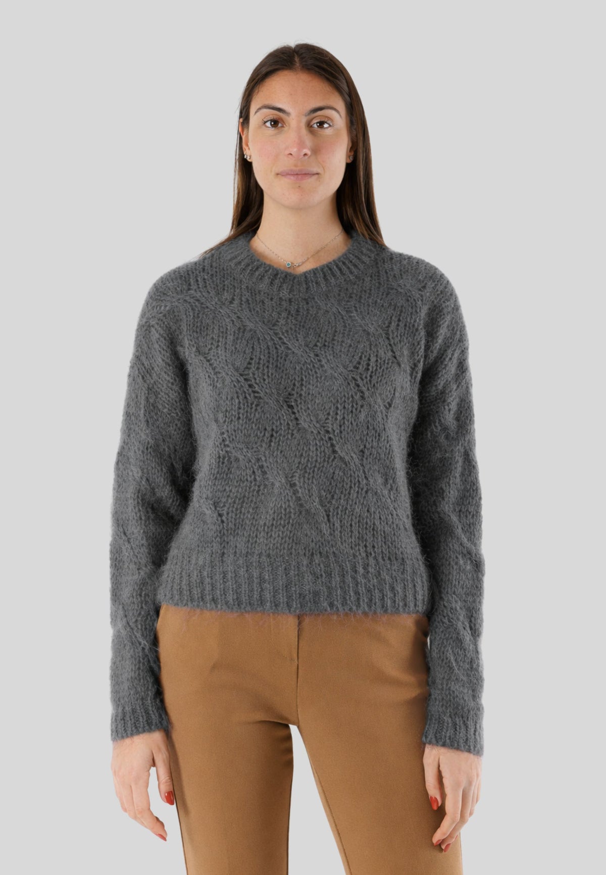 Maglia girocollo con trecce 3M0893CN