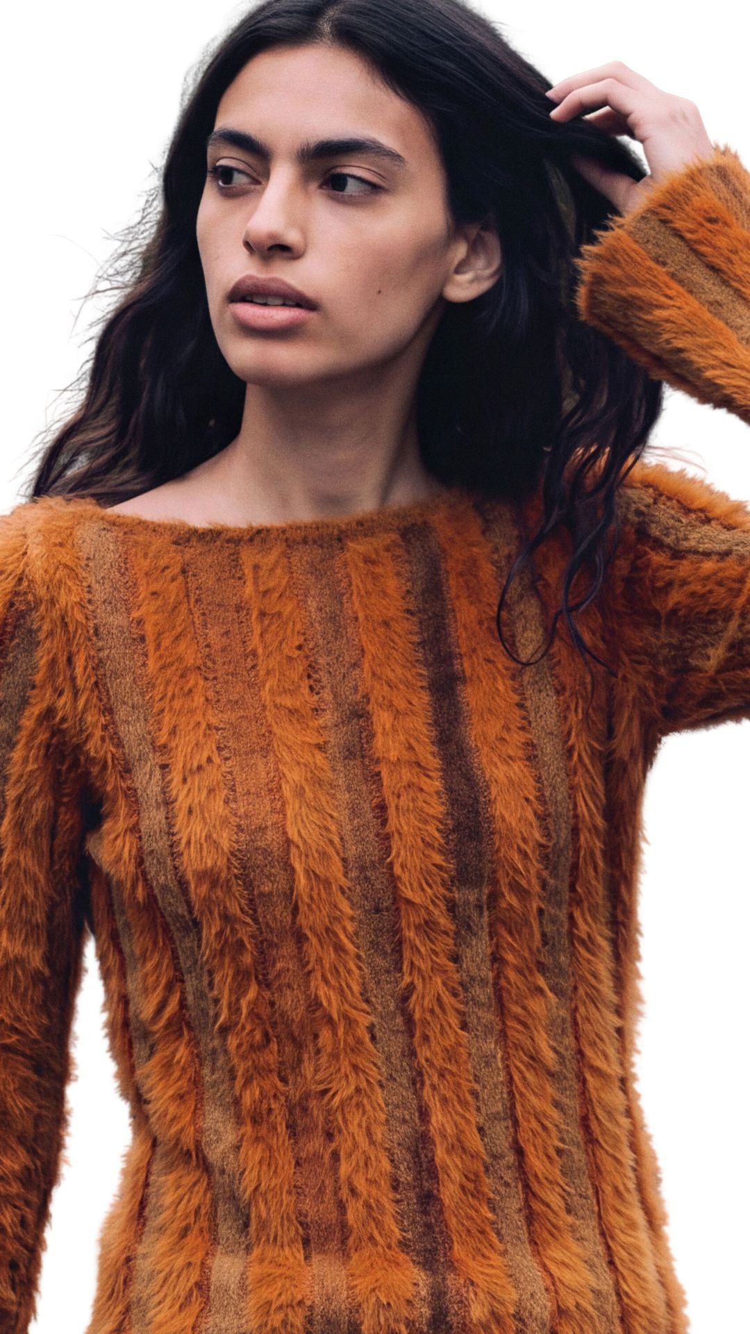 maglione a costine con pelliccia 26WWJF416045